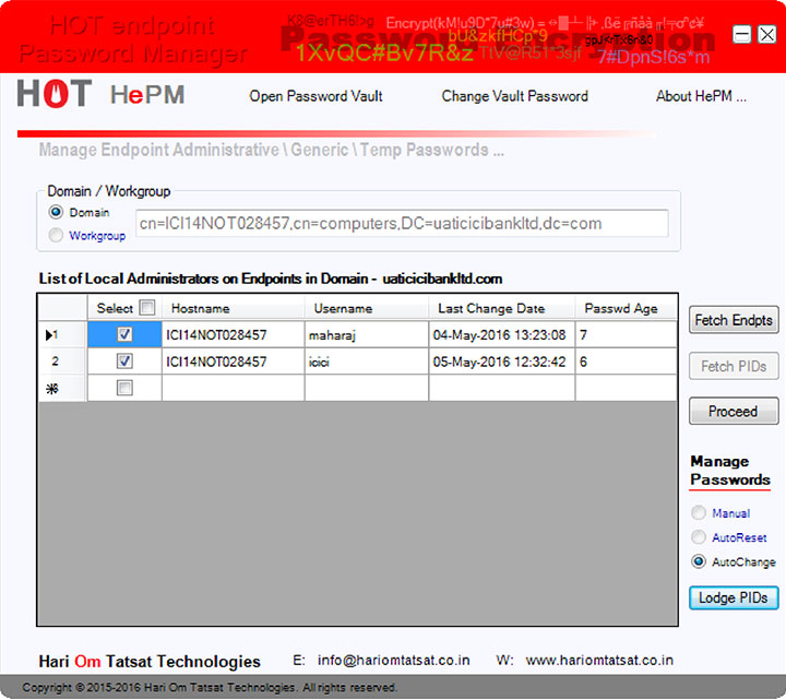 Hot endpoint password manager